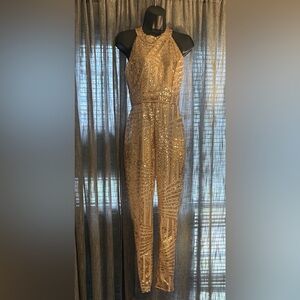 Shimmering Gold Halter Jumpsuit
